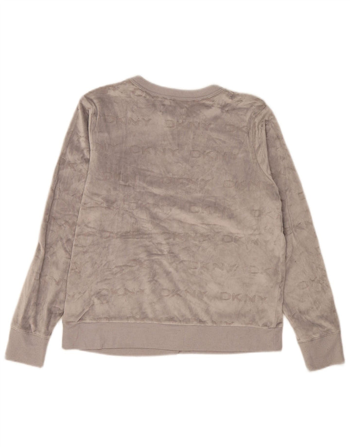 Dkny Damen-Sweatshirt aus grafischem Velours, Gr. 10, Größe S, grau, Polyester