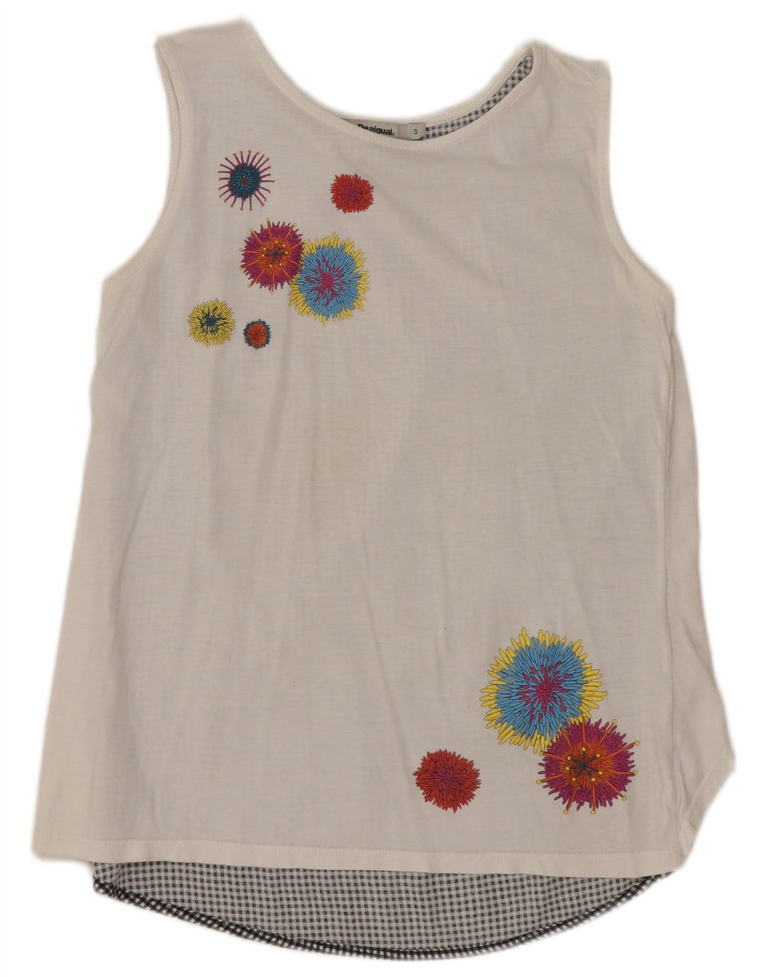 DESIGUAL Damen ärmelloses Blusenoberteil UK 10 Small White Floral