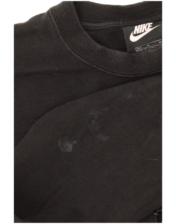 Nike Womens Graphic Crop Sweatshirt Pullover UK 12 Mittelschwarze Baumwolle