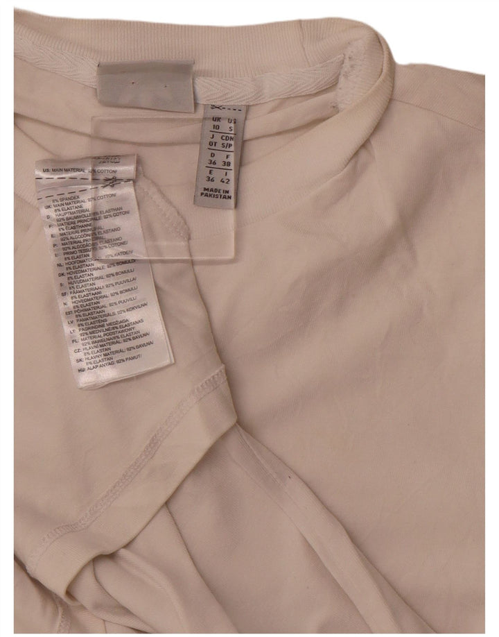 ADIDAS Damen Grafik T-Shirt Top UK 10 Small Weiße Baumwolle