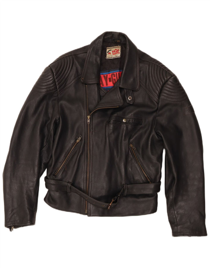 MQP Herren Motorrad Leder Bikerjacke IT 52 XL Schwarz