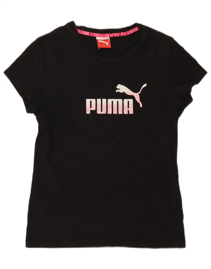 Puma Damen Grafik T-Shirt Top UK 10 Small Schwarz