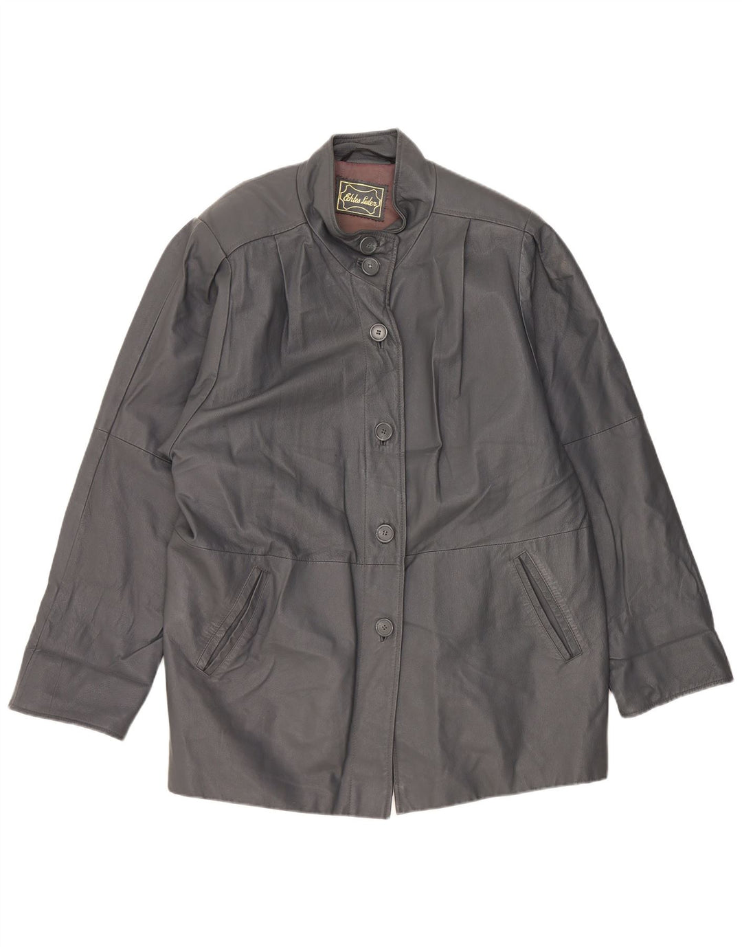 Vintage Damen Übergroßer Ledermantel UK 18 XL Graues Leder