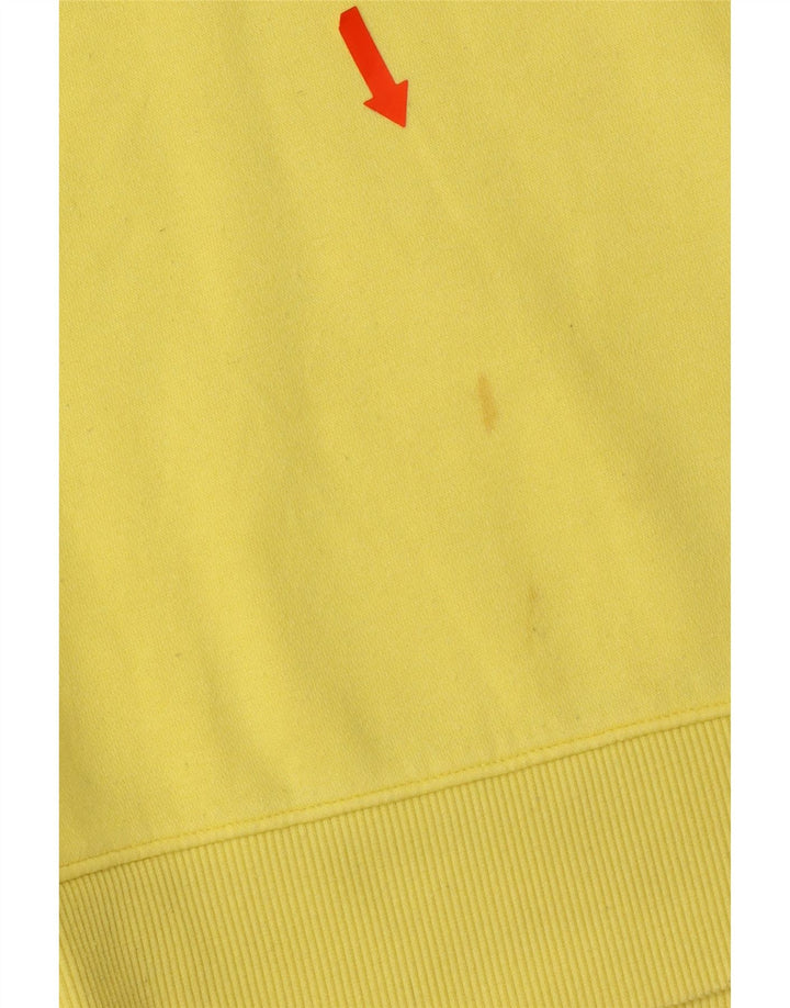 CALVIN KLEIN JEANS Womens Graphic Sweatshirt Jumper UK 14 Medium Yellow Vintage Calvin Klein Jeans and Second-Hand Calvin Klein Jeans from Messina Hembry 