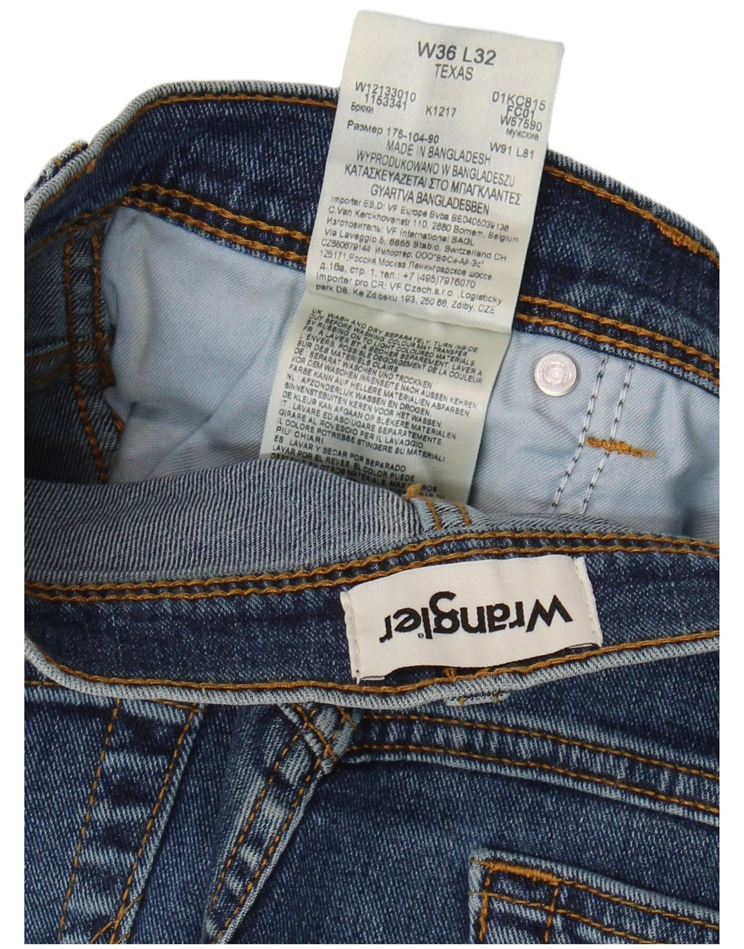 Wrangler Herren Texas Straight Jeans W36 L32 Blaue Baumwolle