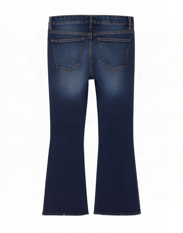 Zara Damen Crop Bootcut Jeans EU 38 Small W28 L25 Blau