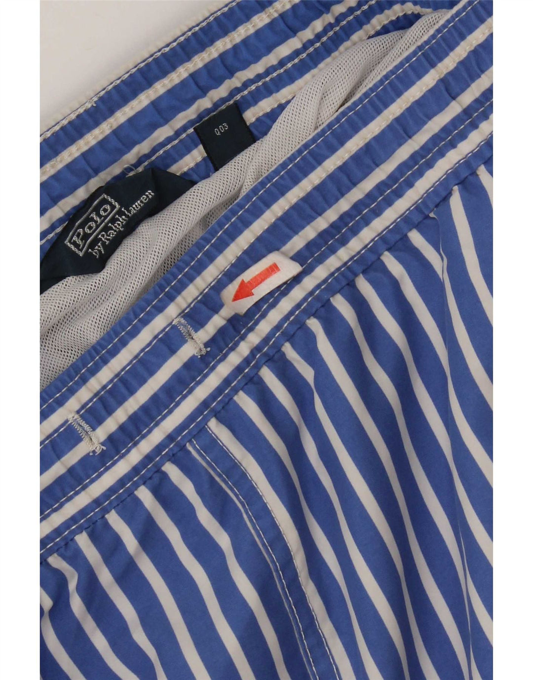 Polo Ralph Lauren Herren-Badeshorts aus mittelblau gestreiftem Polyester