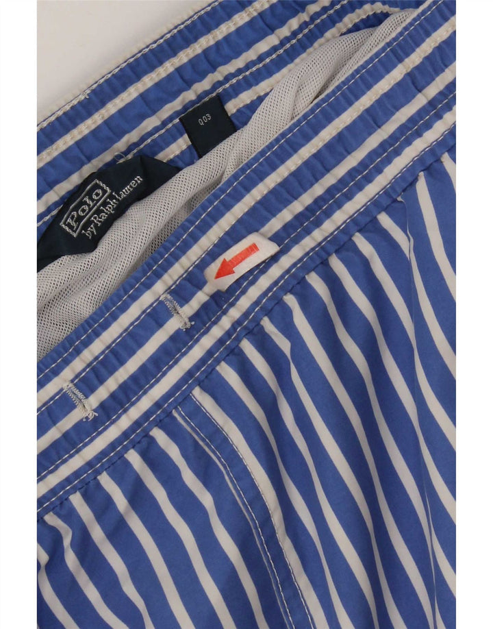 Polo Ralph Lauren Herren-Badeshorts aus mittelblau gestreiftem Polyester
