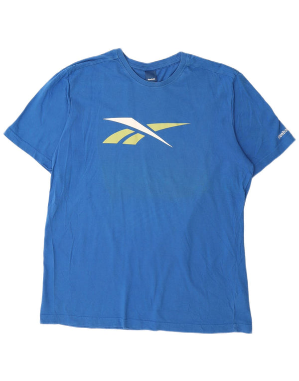 Reebok Herren Grafik T-Shirt Top XL Blau Baumwolle
