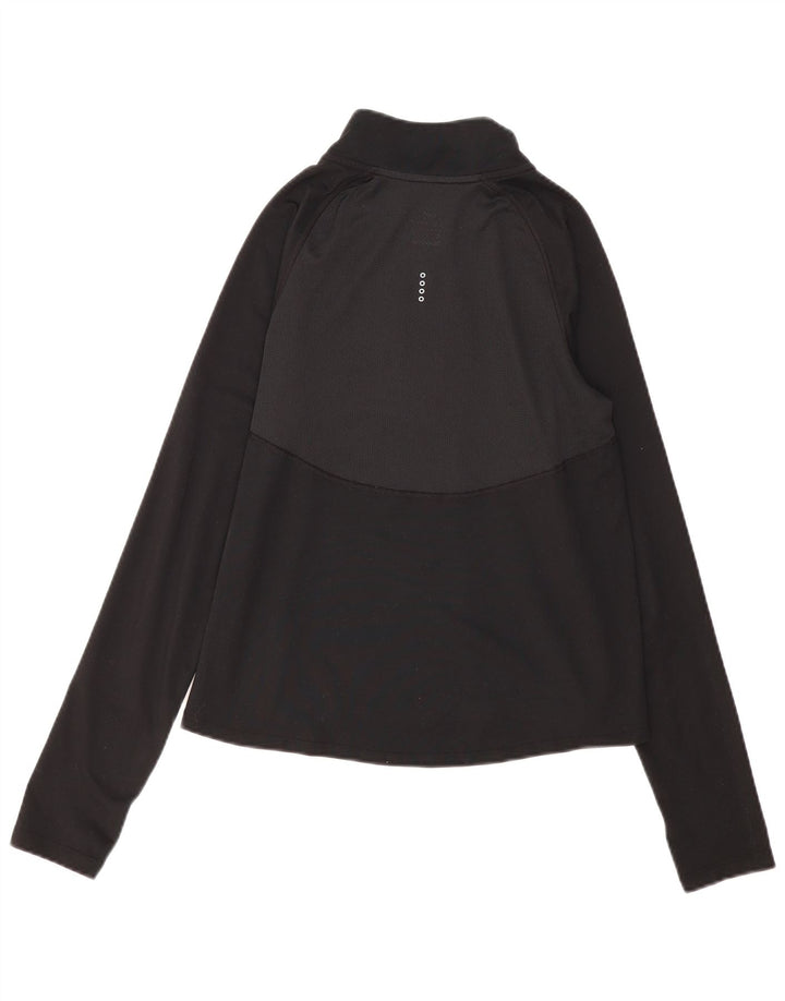 Nike Womens Dri Fit Zip Neck Pullover Trainingsanzug Top UK 10 Small Schwarz