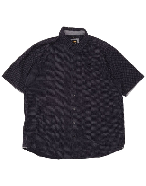 Lee Mens Tall Kurzarmhemd 3XL Marineblau gepunktete Baumwolle