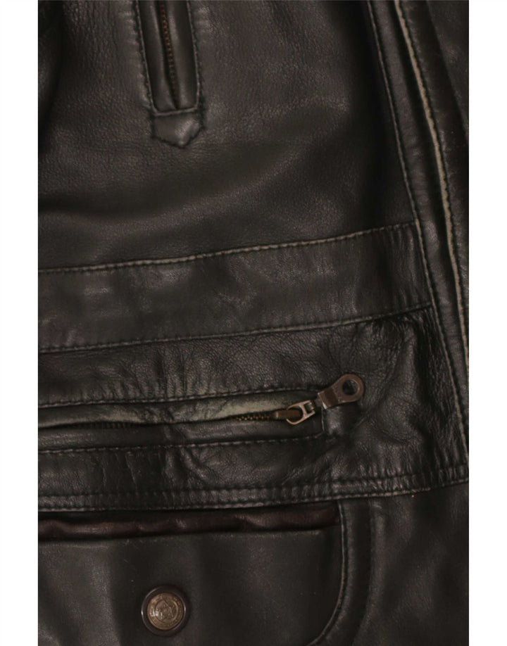 Shelter Bay Herren Ledermantel UK 38 Medium Schwarz