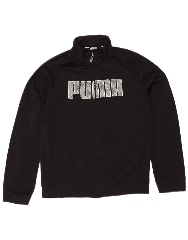 Puma Jungen Grafik-Trainingsanzug-Top-Jacke, 13–14 Jahre, schwarzes Polyester