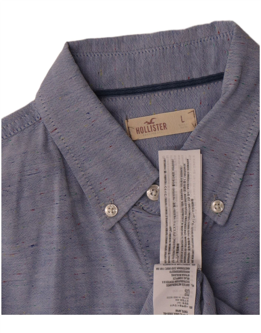 Hollister Herren-Hemd, groß, blau gefleckte Baumwolle