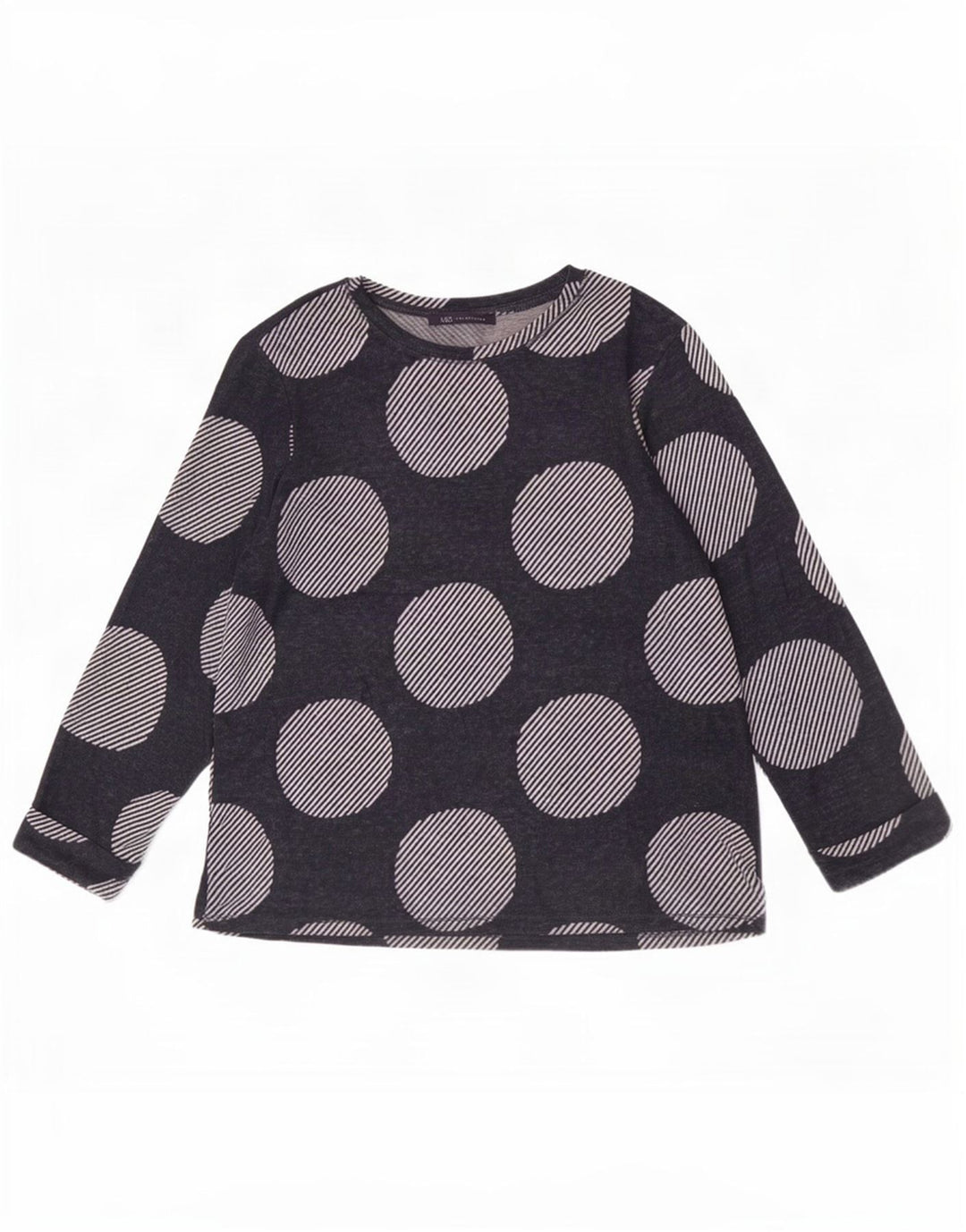 Marks & Spencer Damen-Top, 3/4-Ärmel, UK-Größe 12, mittelgroß, Marineblau, geometrisch
