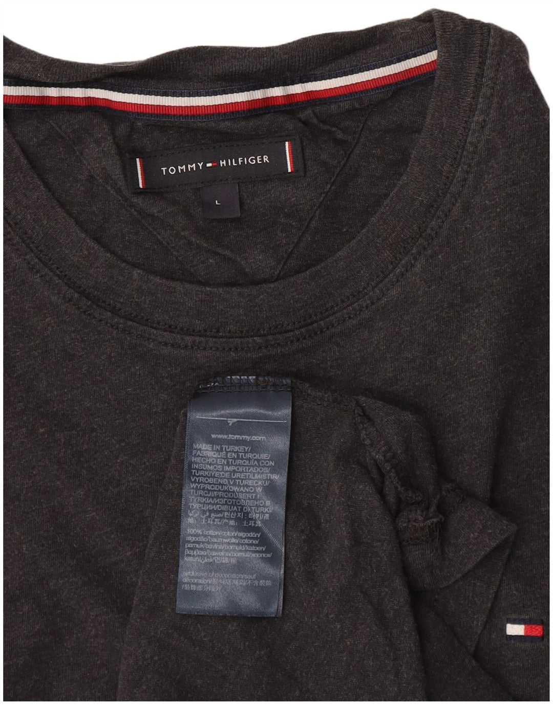 TOMMY HILFIGER Herren T-Shirt Top Large Grau Baumwolle