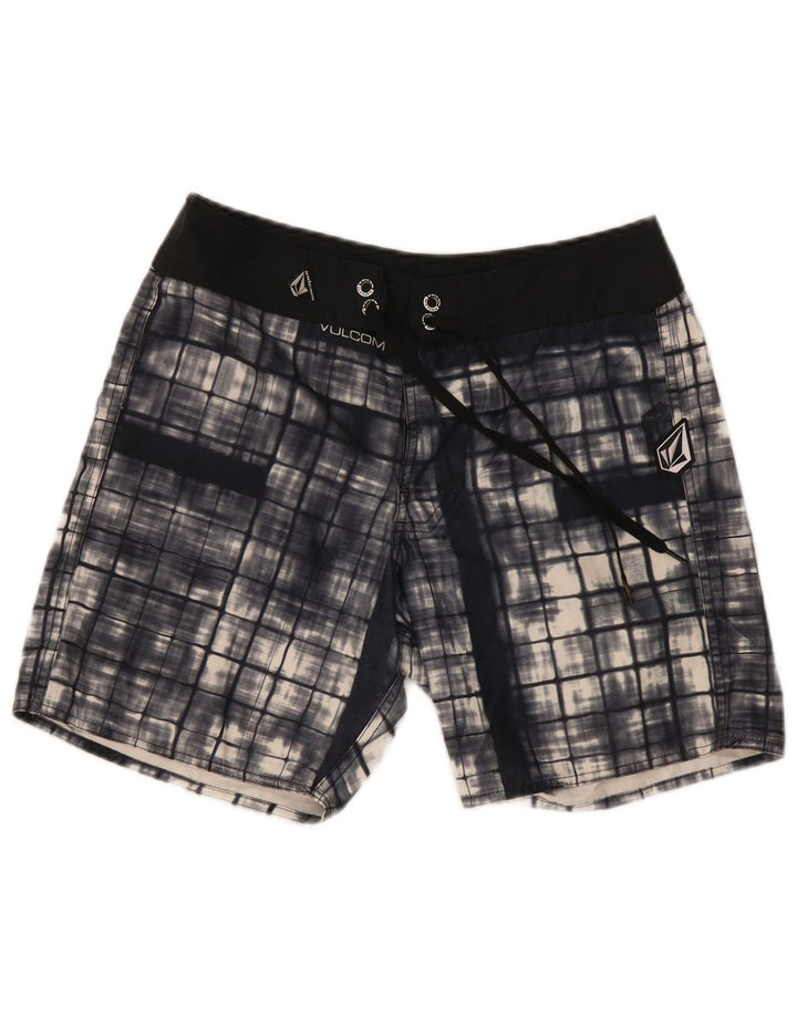 Volcom Herren-Badeshorts, mittelgroß, marineblau, kariert, Polyester