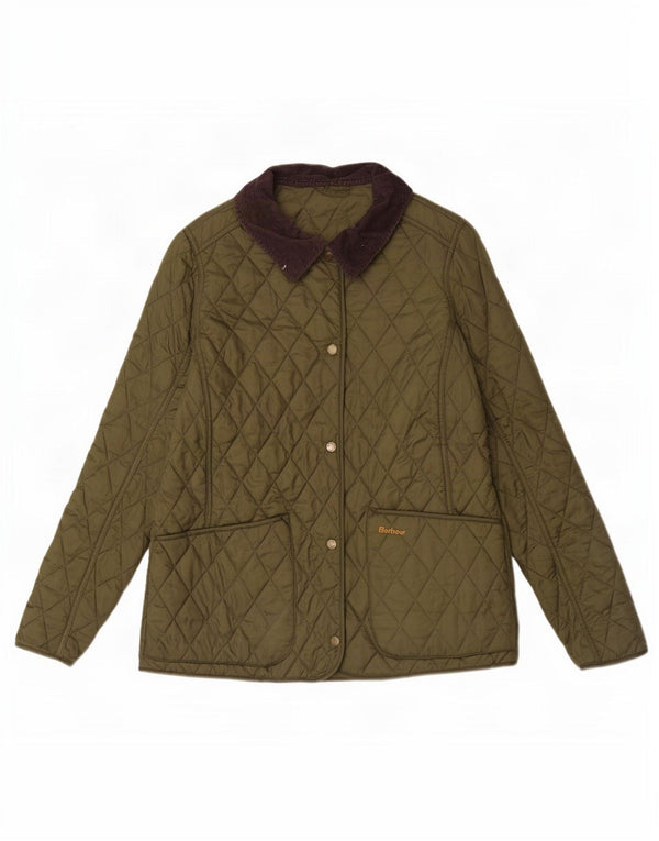 Barbour Womens Quilted Jacket UK 14 Large Khaki Colourblock Polyamide