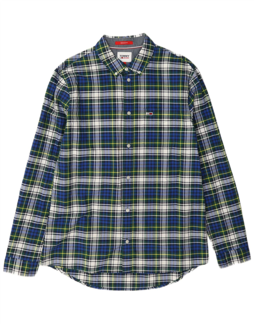 Tommy Hilfiger Herren-Flanellhemd, groß, blau kariert, Baumwolle