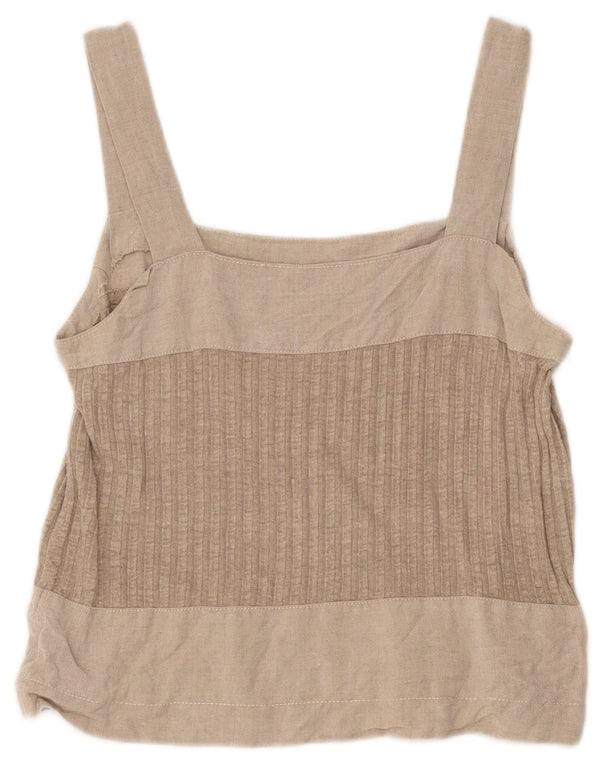Vintage Damen Crop Cami Top UK 8 Small Grau Farbblock
