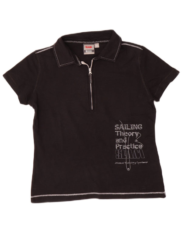 Slam Damen-Poloshirt mit Grafik, UK 14, mittelschwarz, Baumwolle