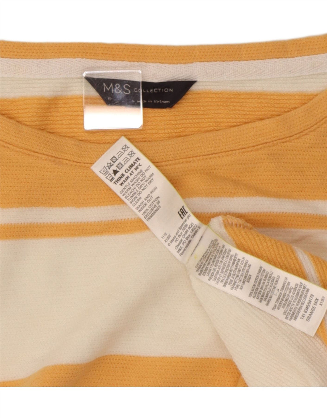 Marks & Spencer Damen Übergroßes T-Shirt-Oberteil UK 16 Large Orange gestreift