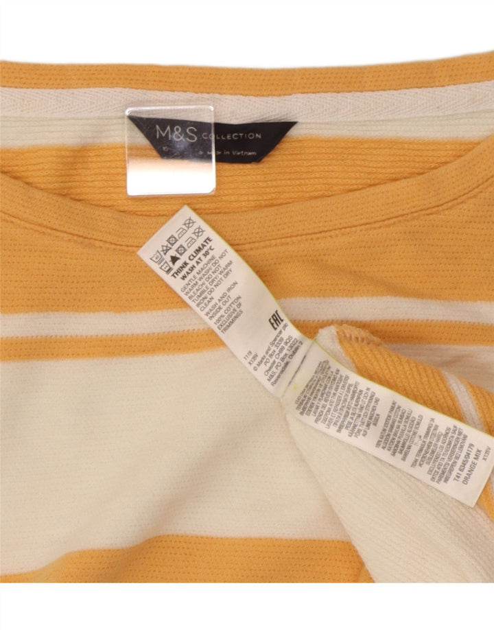Marks & Spencer Damen Übergroßes T-Shirt-Oberteil UK 16 Large Orange gestreift