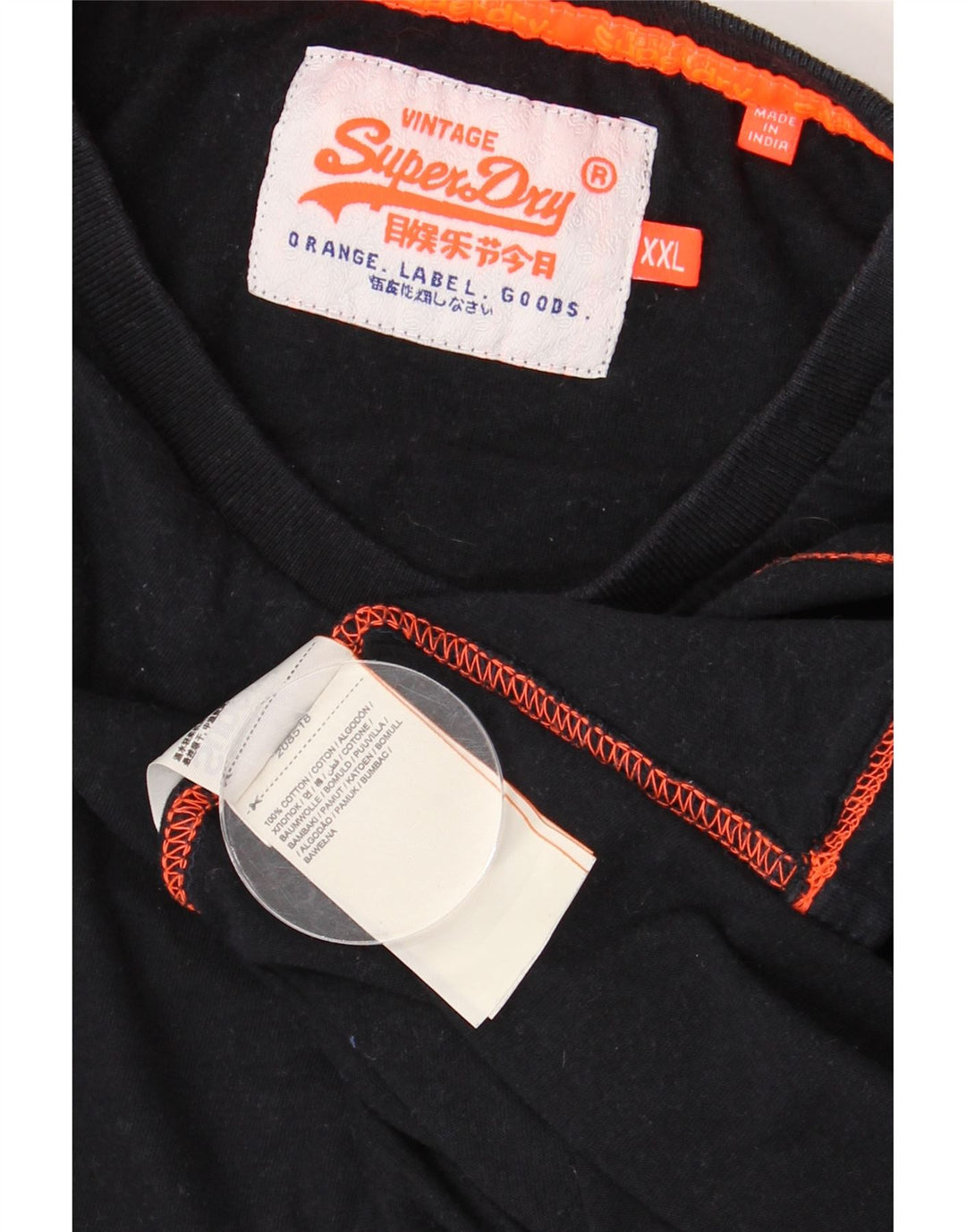 SUPERDRY Herren T-Shirt Top 2XL Schwarz Baumwolle