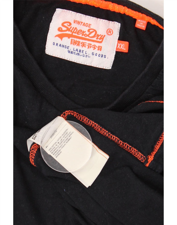 SUPERDRY Herren T-Shirt Top 2XL Schwarz Baumwolle