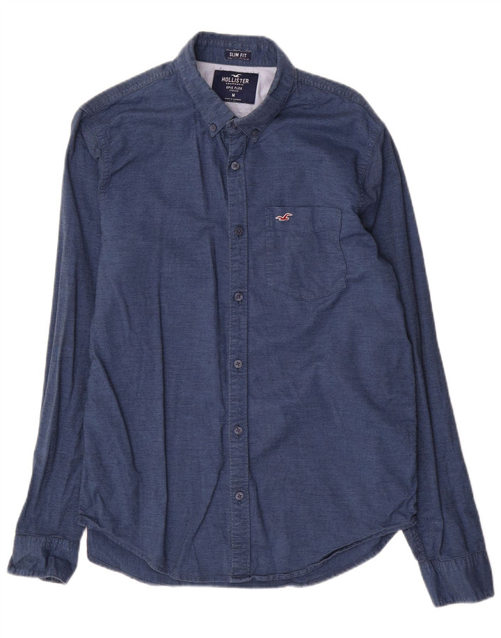 Hollister Herren-Slim-Fit-Hemd aus Baumwolle in mittlerem Marineblau