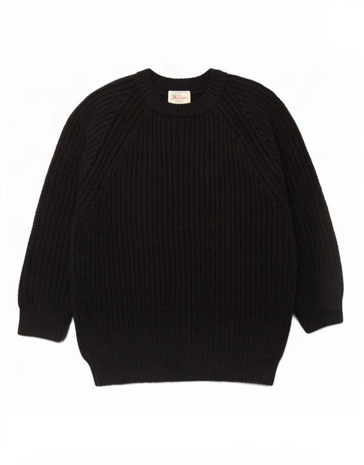 The Sweater Shop Herren-Pullover mit U-Boot-Ausschnitt, Mittelschwarz, Schurwolle