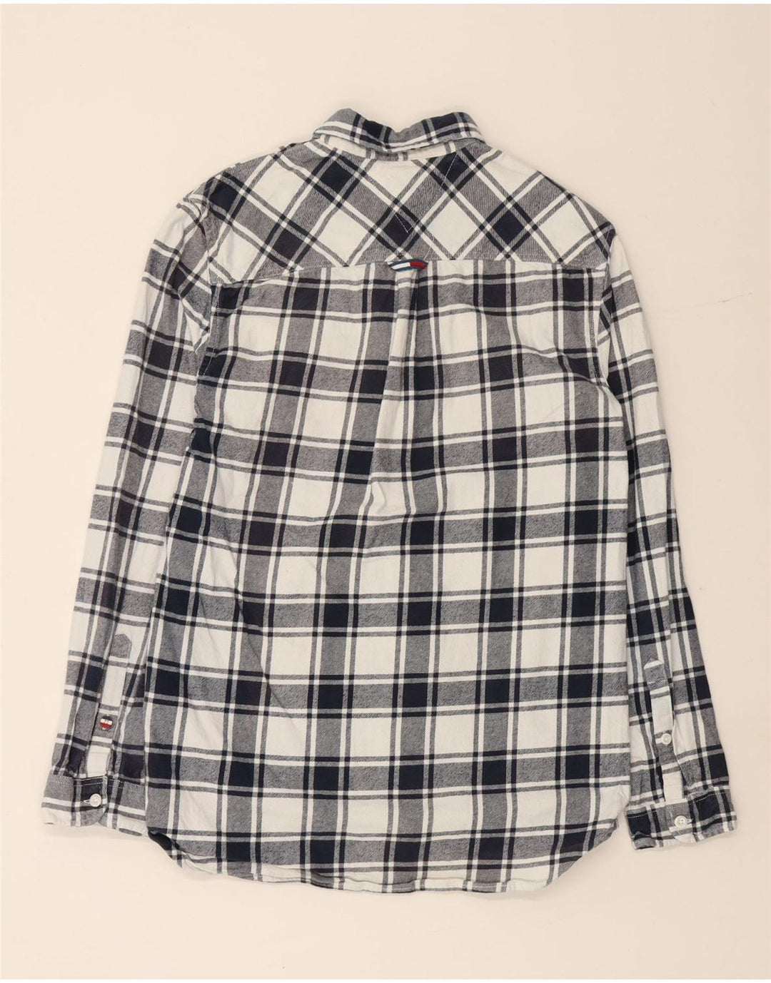 TOMMY HILFIGER Herren-Flanellhemd mit normaler Passform, klein, marineblau, kariert, Baumwolle