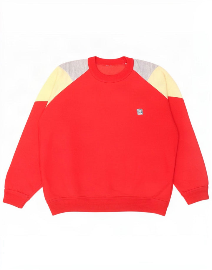 Vintage Herren-Sweatshirt-Pullover, groß, rot, Farbblock