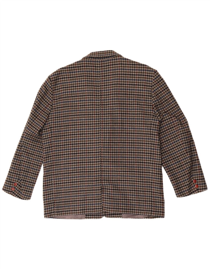 Vintage Damen 2-Knopf-Blazer-Jacke IT 48 XL Mehrfarbiger Hahnentritt