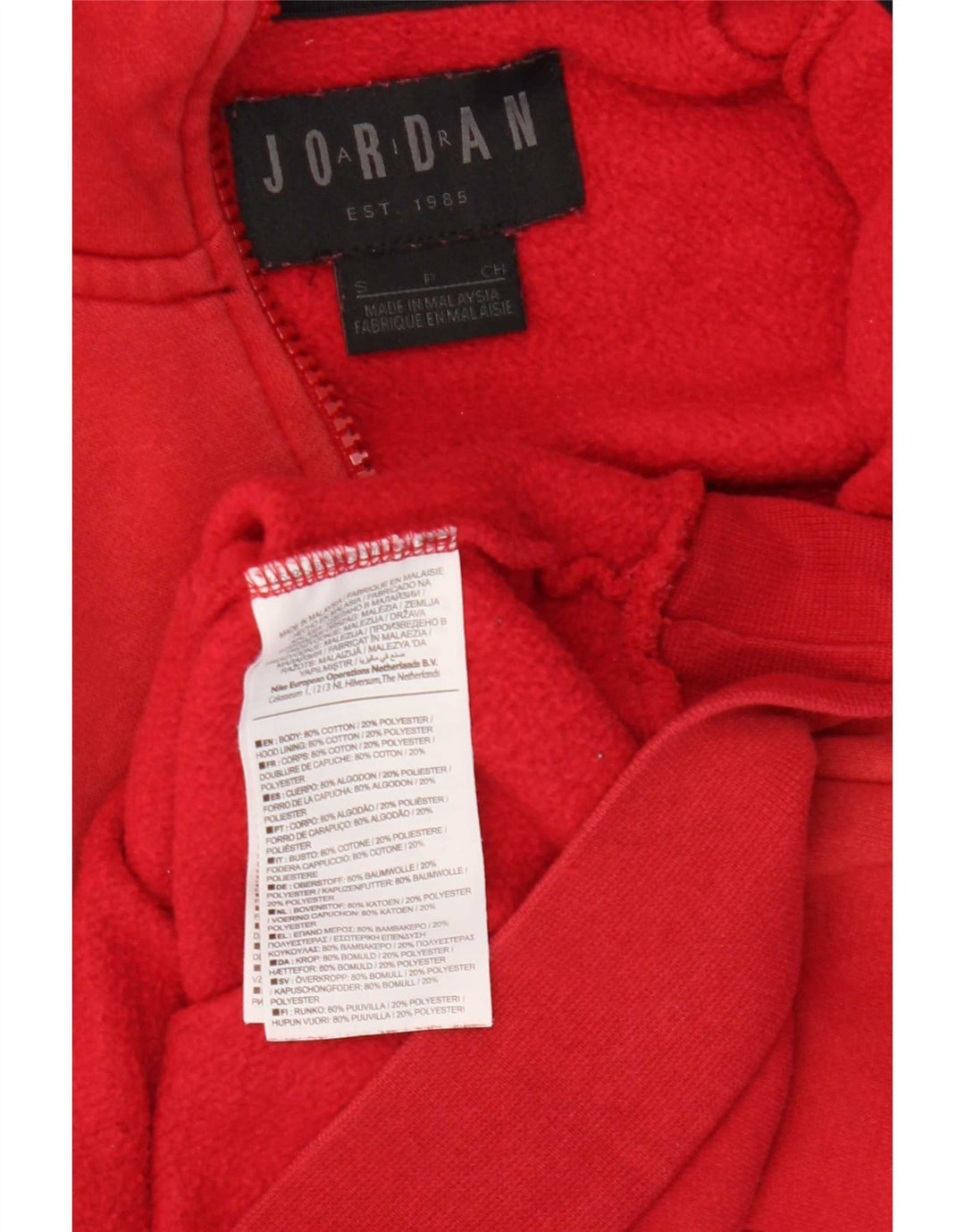 Jordan Herren-Kapuzenpullover mit Reißverschluss, klein, rote Baumwolle
