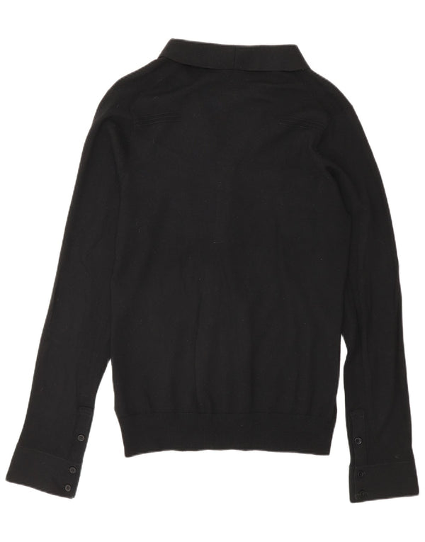 Patrizia Pepe Damen-Cardigan-Pullover UK 14 Große schwarze Schurwolle