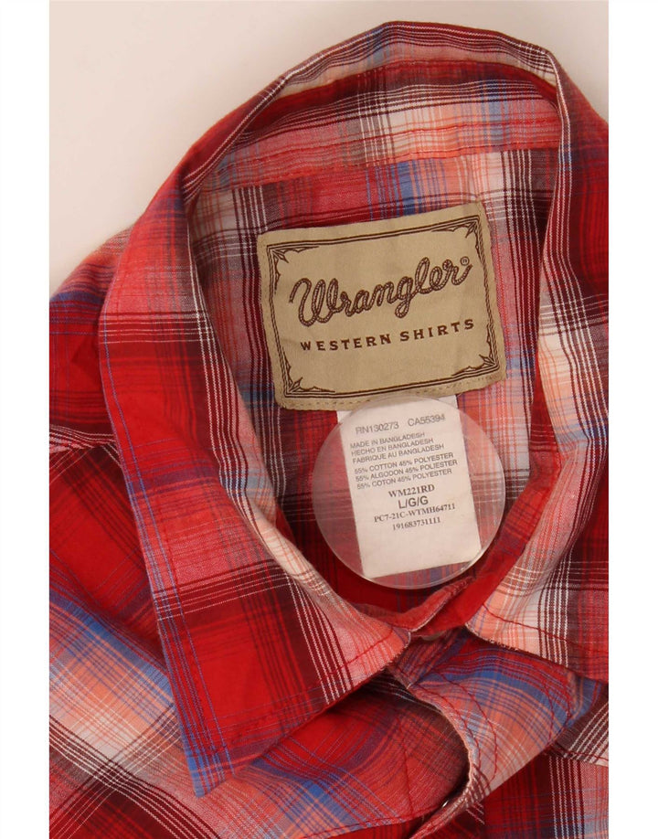 Wrangler Herren-Kurzarmhemd, groß, rot kariert, Baumwolle