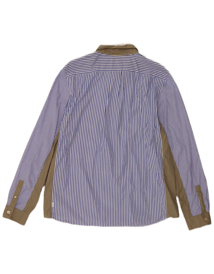 Paul Smith Herren-Hemd mit normaler Passform, 2XL, blaue Farbblock-Baumwolle
