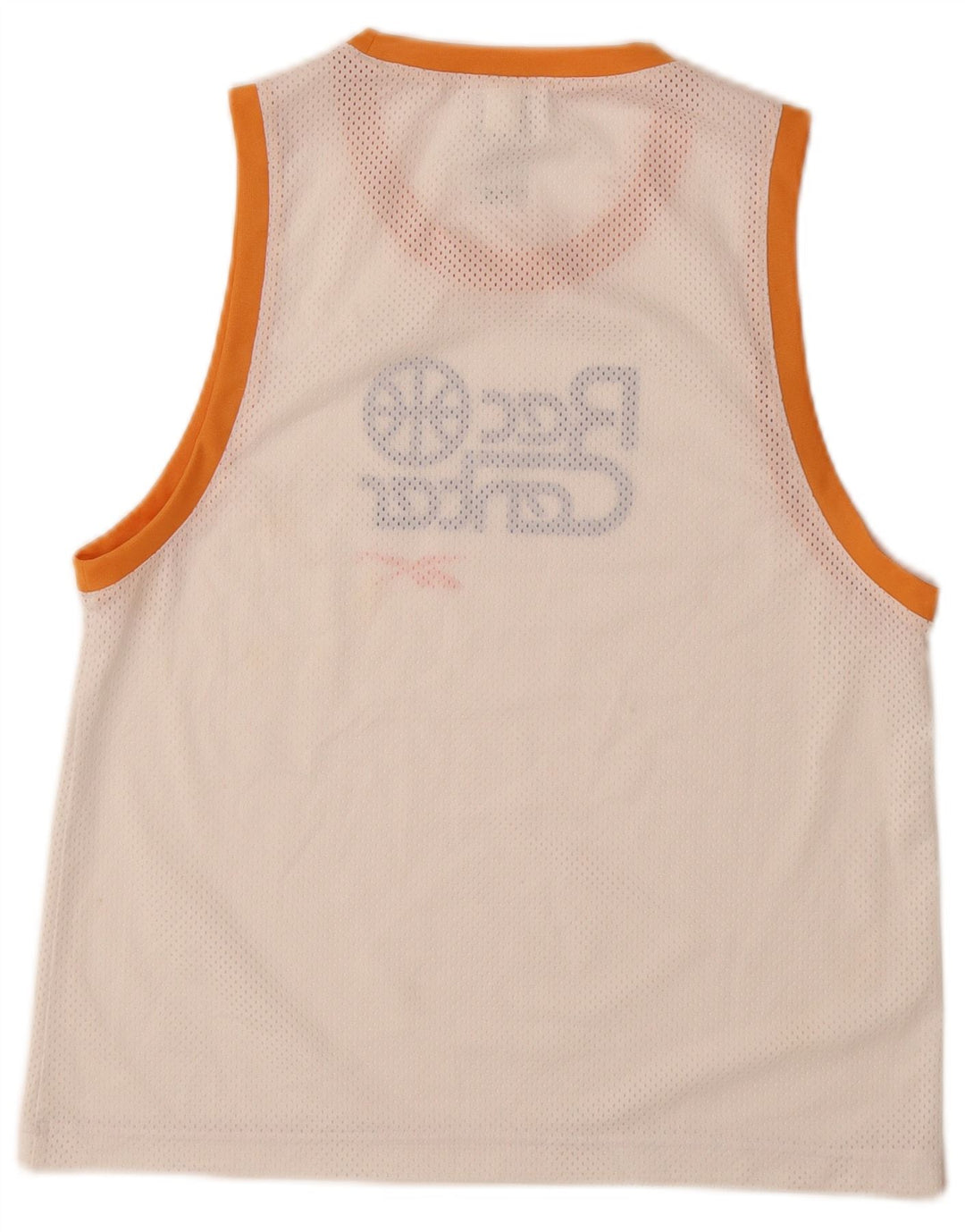 REEBOK Womens Loose Fit Graphic Vest Top UK 8/10 Small Off White Polyester