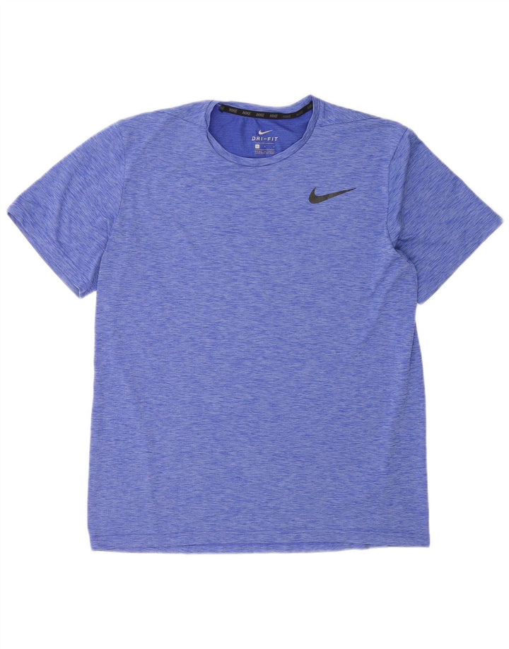 Nike Herren Dri Fit T-Shirt-Oberteil, großes, blau meliertes Polyester