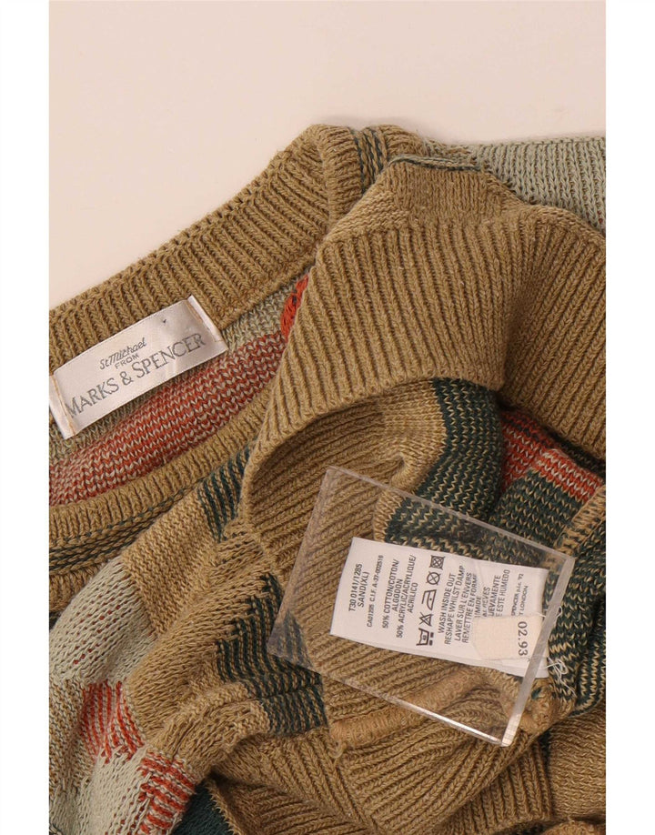 Marks & Spencer Herren-Pullover mit Rundhalsausschnitt, XL, mehrfarbig, geometrisch