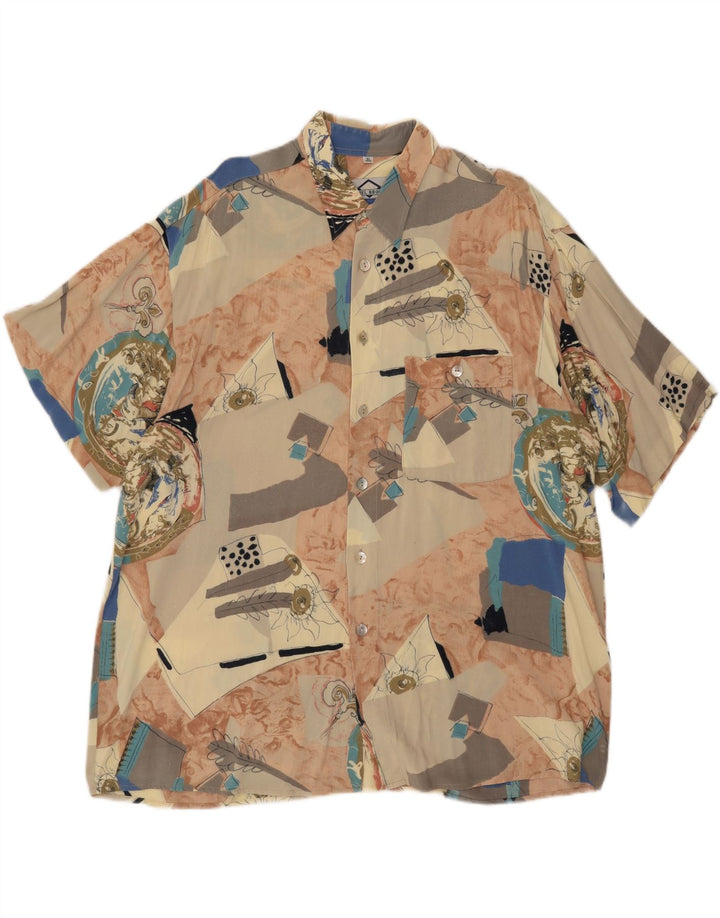 DANIEL BROOKS Mens Abstract Pattern Shirt Size 43/44 XL Multicoloured Vintage Daniel Brooks and Second-Hand Daniel Brooks from Messina Hembry 