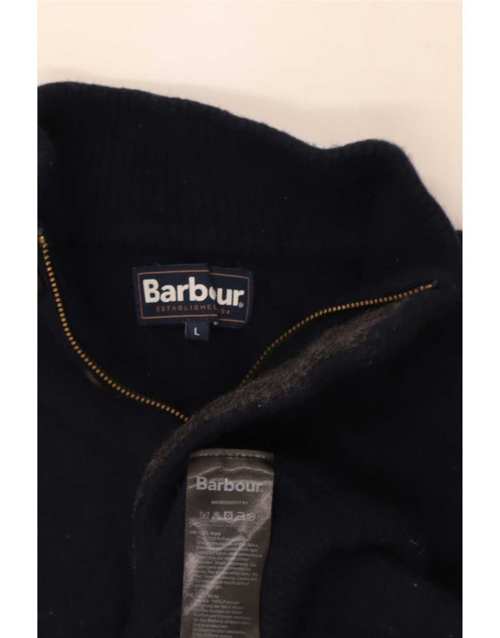 Barbour Herren-Pullover mit Reißverschluss am Hals, große marineblaue Wolle