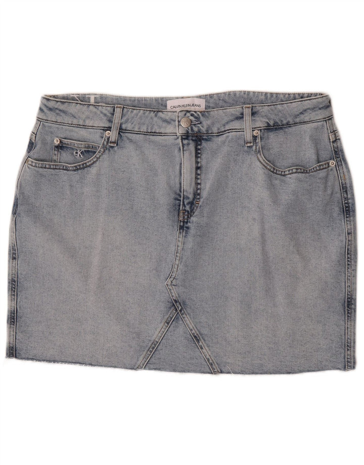 Calvin Klein Damen Mini-Jeansrock W36 L17 Blau