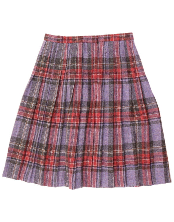 Dunedin Damen Messerfaltenrock UK 20 2XL W34 Lila karierte Schurwolle