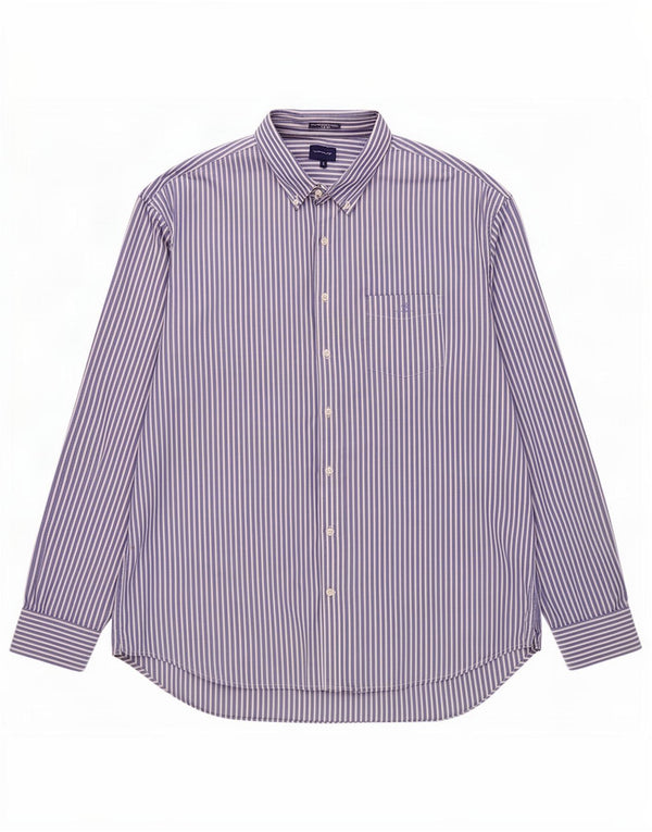 Gant Herrenhemd Größe 49/50 19 3/4 4XL Blaue Nadelstreifen-Baumwolle