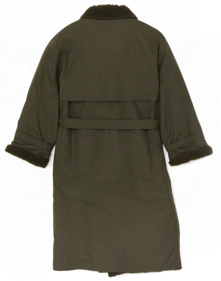 Vintage Damen Sherpa Trenchcoat UK 12 Medium Khaki