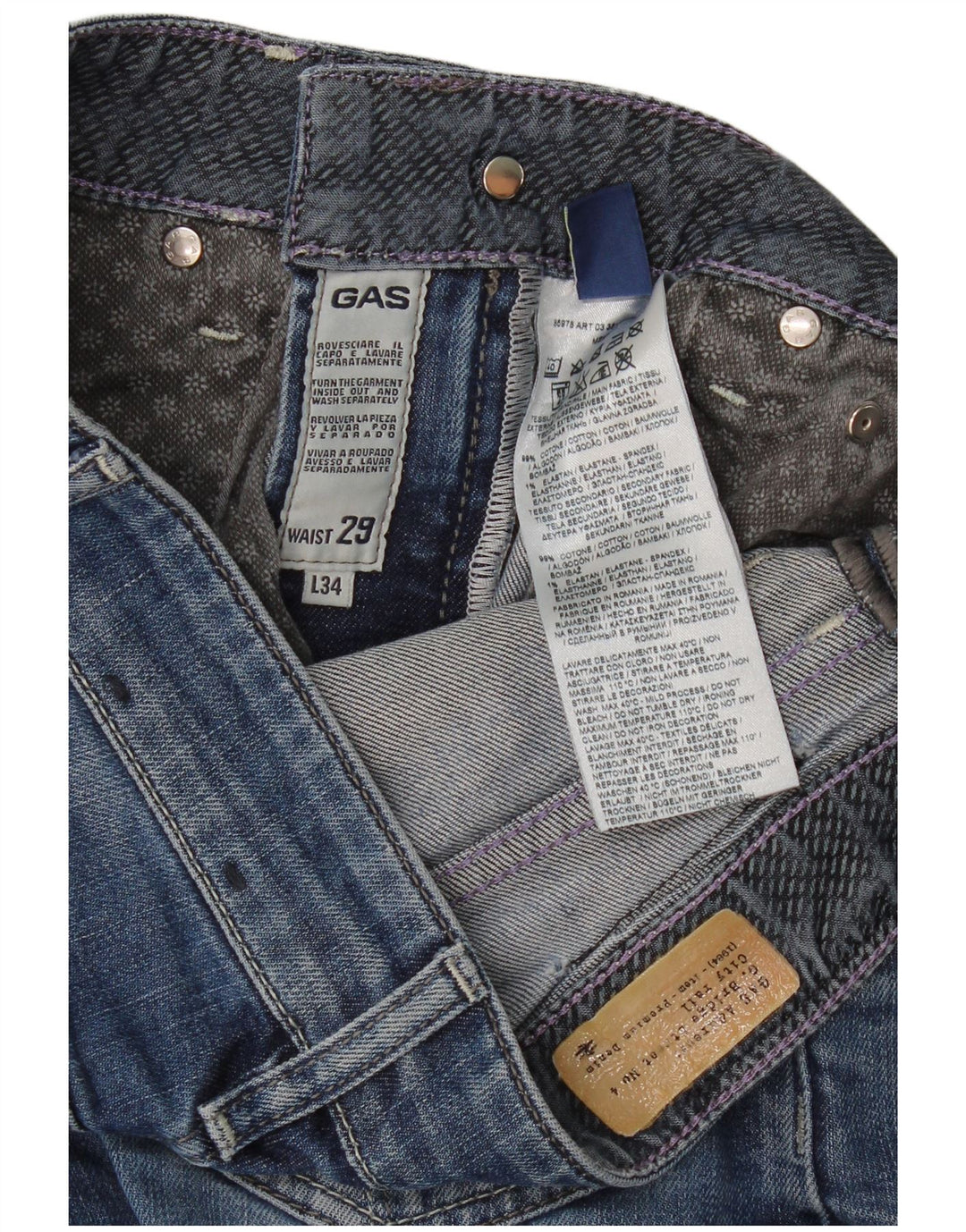 Gas Damen Straight Jeans W29 L30 Blaue Baumwolle