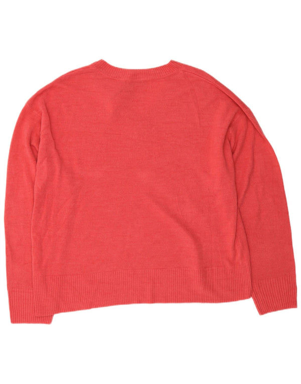 Marks & Spencer Damen-Pullover mit V-Ausschnitt, UK 22 3XL, Rosa, Acryl