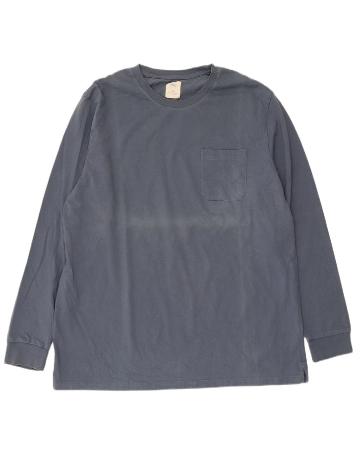Marks & Spencer Herren Top Langarm 2XL Blau Baumwolle